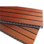 3D Grooved Wooden Acoustic Ceiling Tiles / Soundproof Decorative Wall Panels