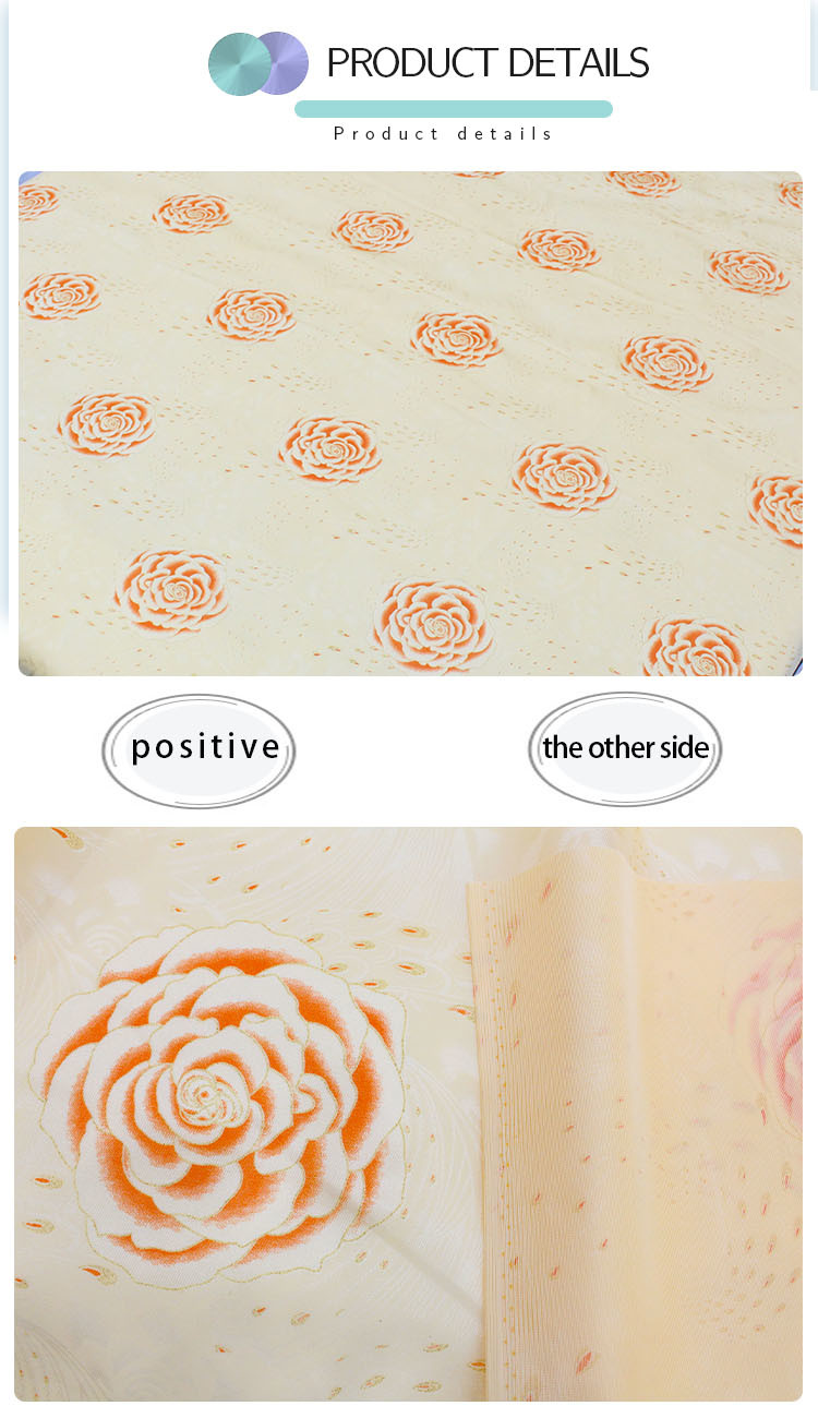 Wholesale Home Textile Light Color Golden Print Mattress Fabric 100 Polyester Mattress Fabric