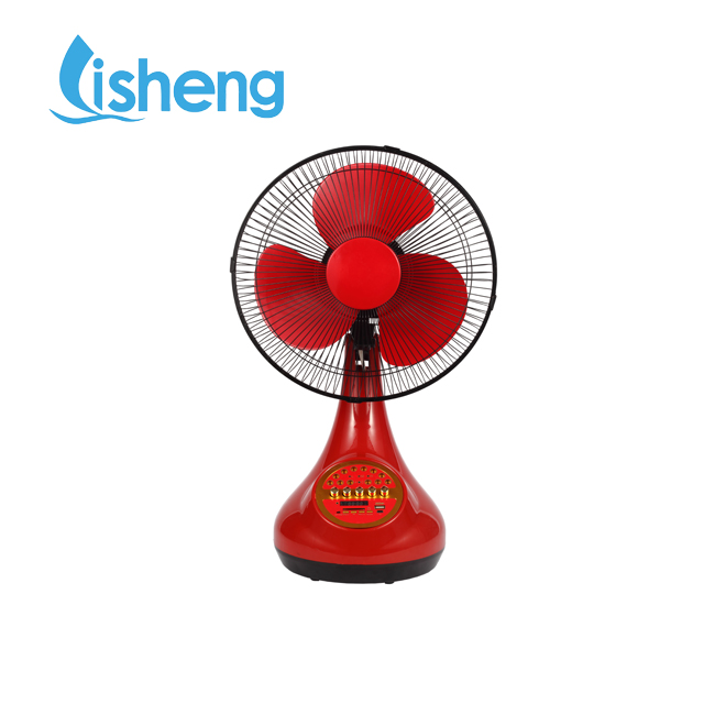 OEM 12v 12 Inch Red Rechargeable Desktop Fan With Lithium Battery And USB LED Light
