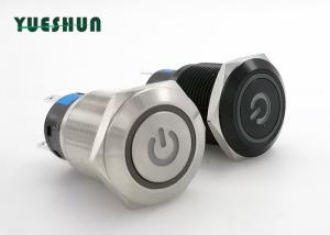 China Waterproof LED Light 19mm Push Button Switch Orange Yellow Angle Eyes Illuminated factory
