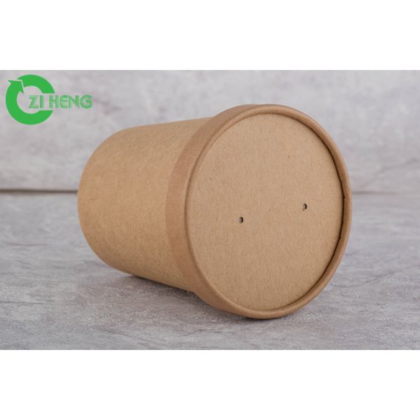 Sturdy Durable Kraft Paper Cups 12 Oz Single Wall For Hot Soup FDA Approved
