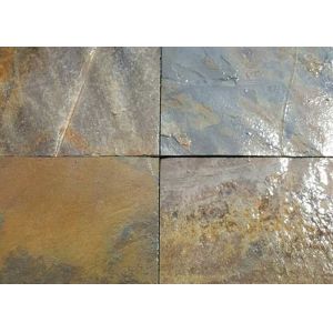 Gray Yellow Natural Stone Slate Tile For Flooring , Smooth Square Slate Tiles