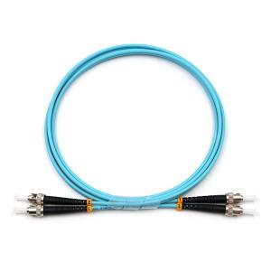 China ST UPC To ST UPC Fiber Optic Patch Cable Duplex OM3 Multimode OFNR 2.0mm Aqua factory