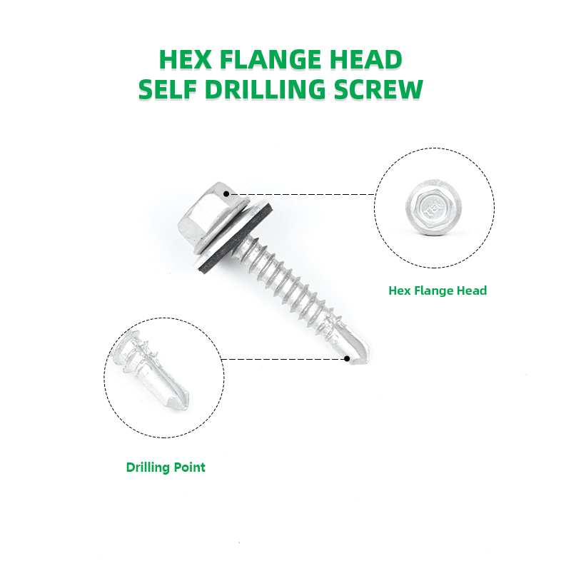 Zinc Alloy Coated Hex Flange Bimetal Tek Screws for Self Drilling on Metal Roofing