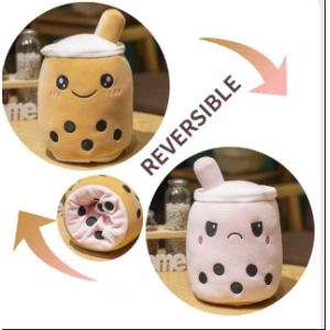 Custom Logo Double-Sided Reversible Color Milk Tea Cup Plush Toy