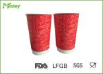 16oz Disposable Red Double Wall Paper Cups With Logo Printed , Food Grade