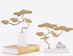 Marble Stand Copper Dolphin Shape Decorative Art Craft