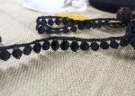 Water Soluble Flat Ball Black Lace Trim By The Yard , Chemical Polyester Lace