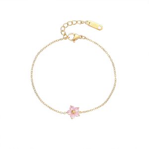 Zircon Stone Flower Stainless Steel Bracelet for Women