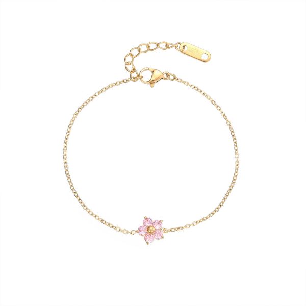 China Zircon Stone Flower Stainless Steel Bracelet for Women factory