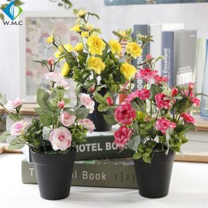 China Small Artificial Green Plants , 28cm Height Plastic Bonsai Rose Plant factory