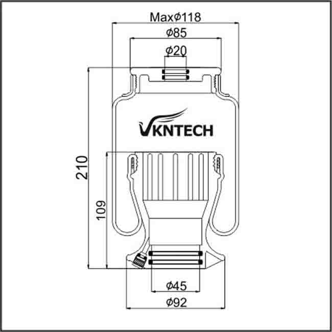 Vkntech 1S7017 Air Spring Natural Rubber Heavy Vehicle Shock Absorber Air Bags 1S F7017