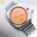 Mineral Dial Silver Stainless Steel Strap Watch With Date Luminous Hands