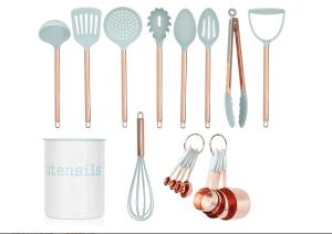 China ODM Nylon Kitchen Utensil Sets Sky Blue Color Seamless BPA Free factory