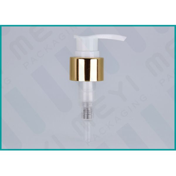 China 24/410 Screw Lock Lotion Pump Dispenser With Shiny Gold Aluminum Collar factory