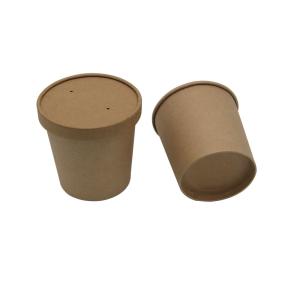 China Eco-Friendly Compostable Takeaway Biodegradable Kraft Paper Disposable Noodle Soup Cup Bowl with Lid factory