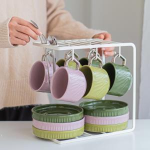 China Business Gifts Ceramic Tea Cup Set Nordic Porcelain Coffee Cup And Saucer With Silver Grip factory