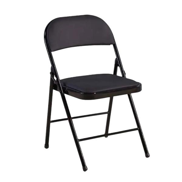 Hospital Foldable Chair White Metal Frame Folding Chair Black for Outdoor