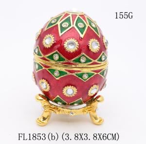 China Faberge Egg Style Decorative Enameled Trinket Box Classic Russian Egg Jewelry Box Collectibles Unique Easter Egg Gift factory