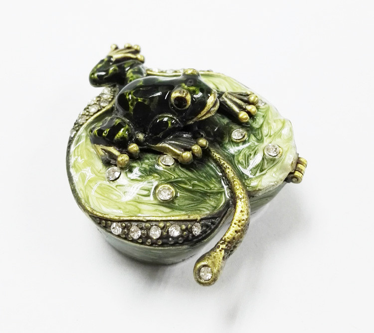 Frog jewelry trinket box metal jewelry box crystal jewellery box