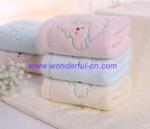 Custom blue and pink and yellow embroidered hand towels