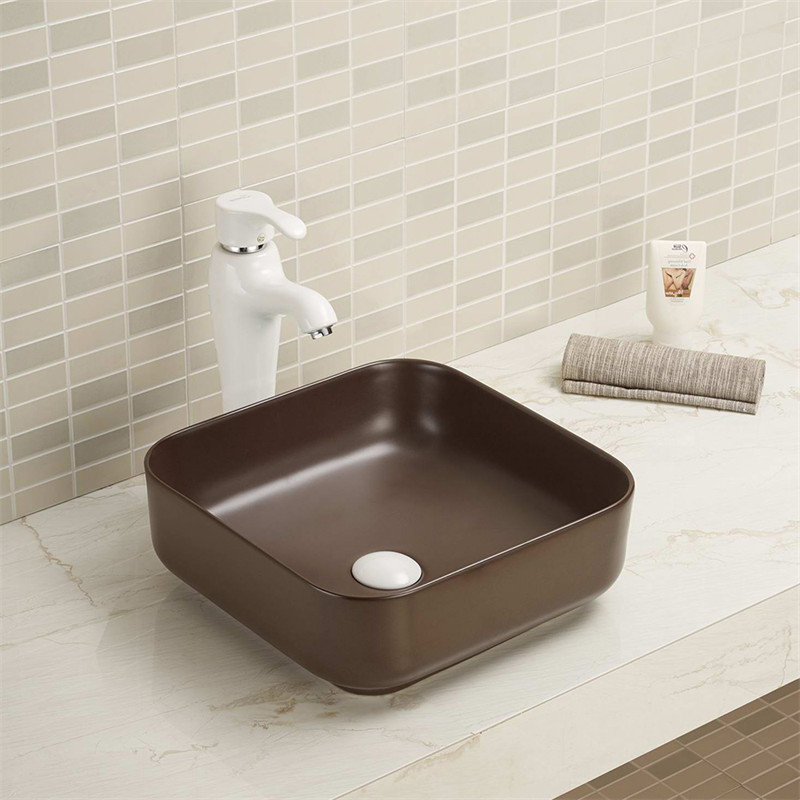 15.16" Square Countertop Bathroom Sink With Tap Hole Scratch Resistant Rugged