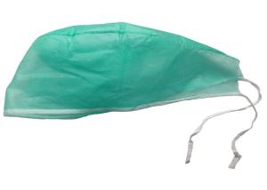 China Blue SMS Disposable Surgical Caps Anti Virus Doctor / Nurse Use Ties At Back factory