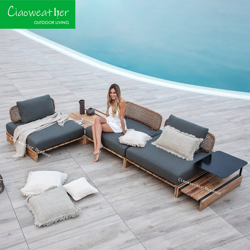 Teak Outdoor Furniture Garden Sofa Lounge Sets Customized Color Set Sofa Type Customized