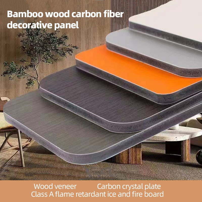 Bamboo Charcoal Wood Veneer Wall Panel WPC Floral Pattern Decorative Wall Board