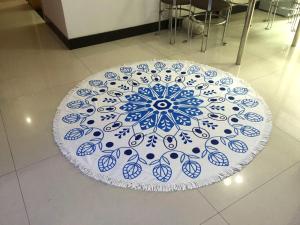 China Wholesale Large Custom Printed Round Beach Towel With Tassel, Circle Beach Towel factory