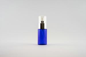China Beautiful Blue Custom Cosmetic Bottles With Pump Sprayer Round Shape factory