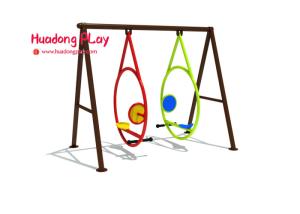 China Cute Metal Swing Sets , Kids Playground Equipment Easy To Install Cad Instruction factory