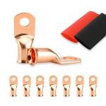 Copper 1 Gauge Battery Ring Terminal Ends 5/16 8pcs Anti Corrosion