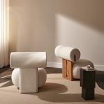 Living Room Chair With Wood Leg Creative Modern Wooden Leisure Style Lamb Wool