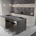 1.6m 304SS Sink Tap Brown Island Kitchen Cabinets Marble Countertops