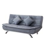 Faux Leather Folding Futon Sofa Bed With 2 Pillows