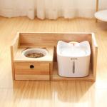 OEM Bamboo Wooden Raised Dog Bowls Elevated For Food Water Feeding