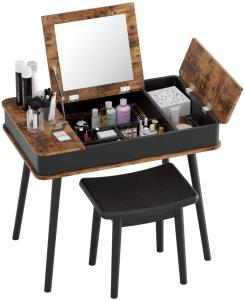 China NC Painting 80cm Length Dresser Table With Mirror And Stool factory