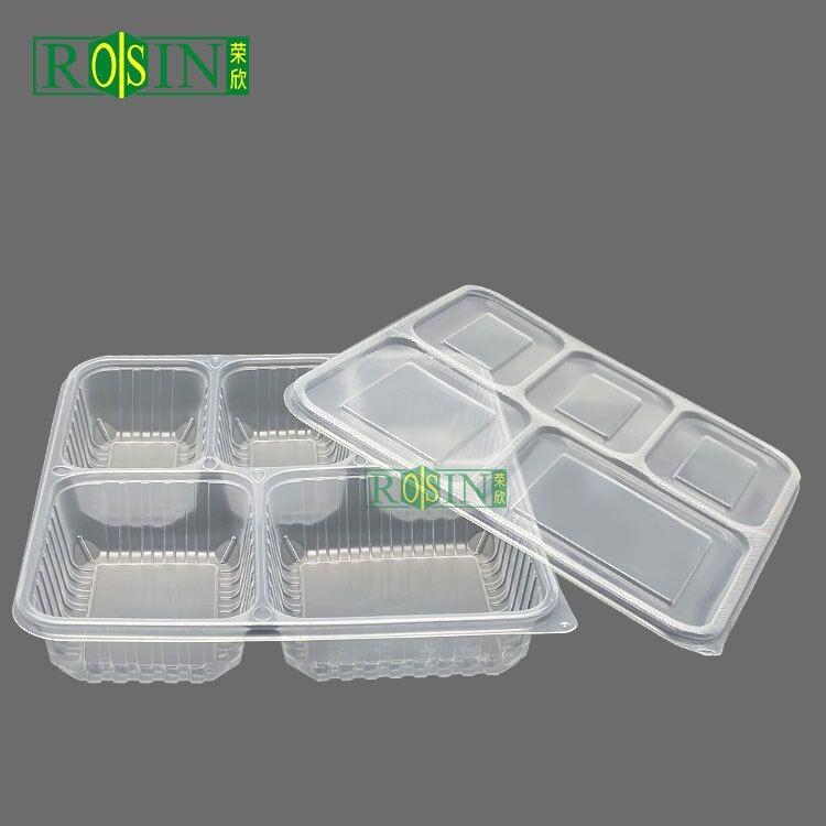 Clear Disposable Take Out Containers PP Fast Food 5 Compartment Plastic Container