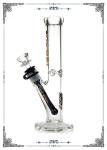 10" Height Straight Tube Glass Bongs Percolator Water Pipe With Golden Logo