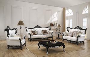 China Newest Furniture Living Room Leather Sofa Sets for House Classical Design Antique Living Room Furniture factory