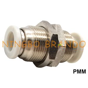China PMM Bulkhead Union Push To Connect Pneumatic Hose Fittings 1/8'' 1/4'' 3/8'' 1/2'' on sale
