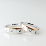 Customizable 0.03ct 0.023ct Couple Rings Gold With Letters