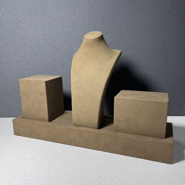 Custom Packaging Coffee Microfiber Jewelry Stand for Necklace