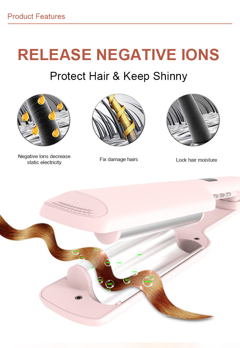 Deep Waver Ceramic Tourmaline Curling Iron 78W 360 Degrees Swivel Power Cord