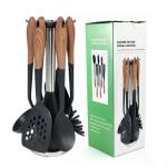 Colorful 6-Piece Nylon Baking Utensil Set Wooden Handles and Non-Stick for