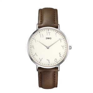 China Swiss Movt Quartz Stainless Steel Watch PVD Coating With Leather Watch Band factory