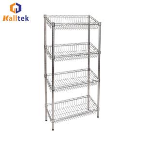 China Stainless Steel Chrome Plated 4 Layers Wire Shelf Adjustable For Kitchen factory