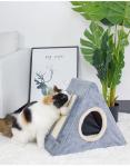 Linen Portable 42cm Short Plush Cat House Indoor