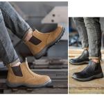 Beef Tendon Sole Work Boots With Microfiber Leather And Steel Toe
